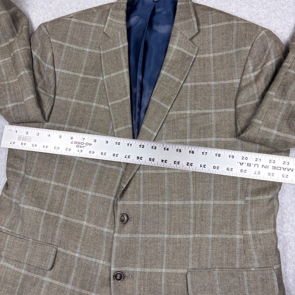Jos. A. Bank 1905 Slim Fit Blazer 46R Brown Windowpane Linen Wool Sport Coat - Picture 5 of 11